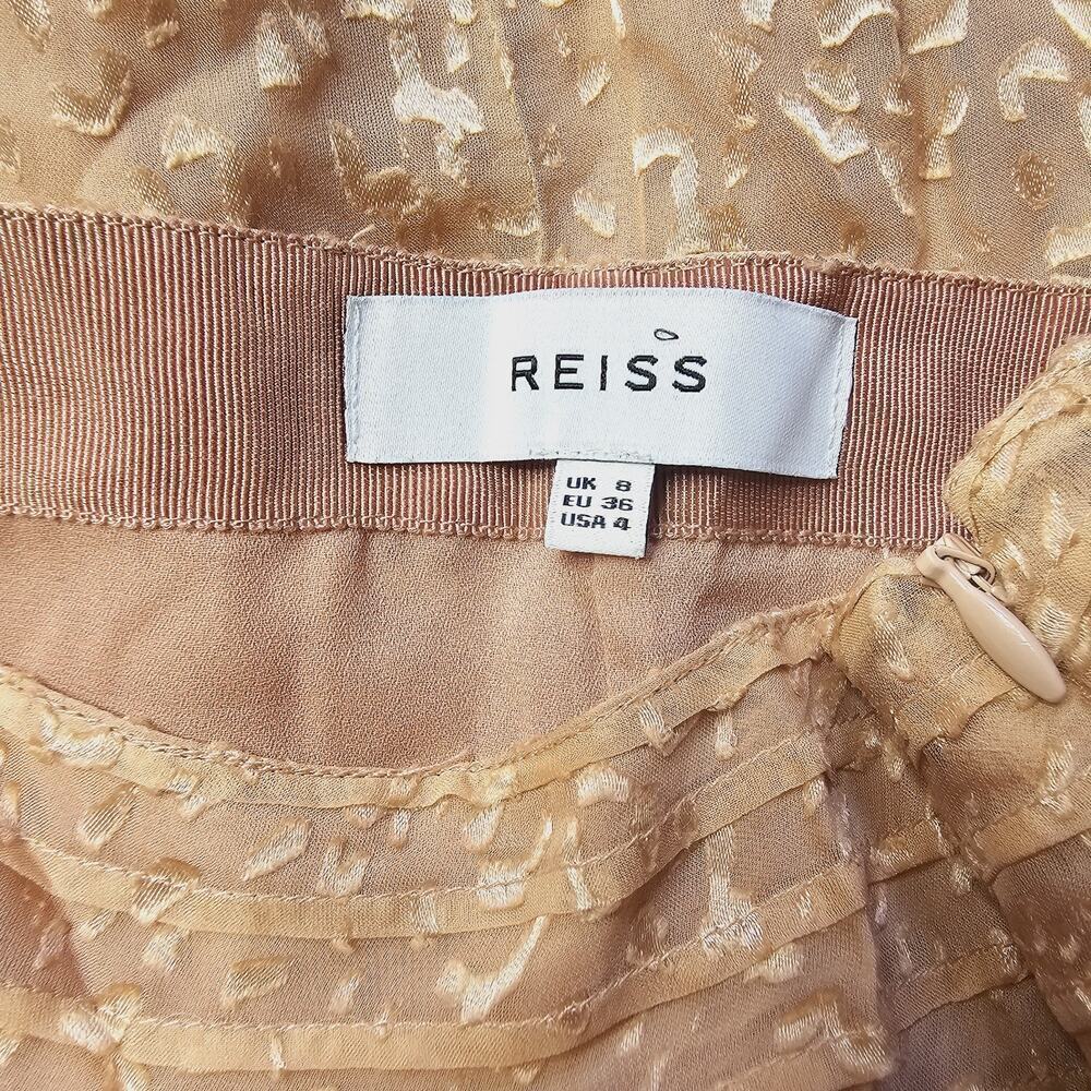Reiss Womens Lelis Burn-Out Pattern Tiered‎ Mini Skirt Size 4 Blush Pink - Picture 6 of 11
